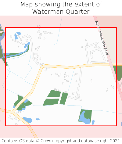 Map showing extent of Waterman Quarter as bounding box