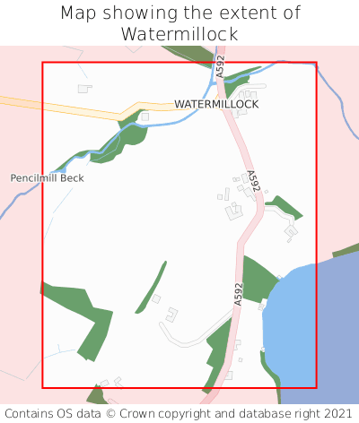 Map showing extent of Watermillock as bounding box