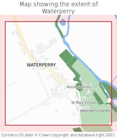 Map showing extent of Waterperry as bounding box