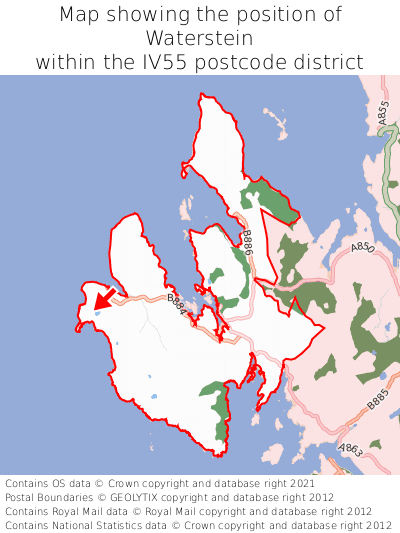 Map showing location of Waterstein within IV55