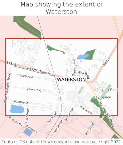 Map showing extent of Waterston as bounding box
