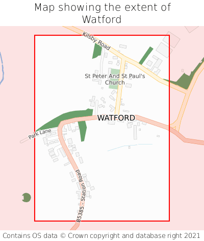 Map showing extent of Watford as bounding box