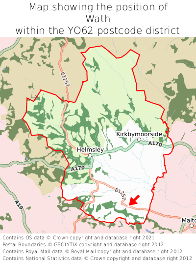 Map showing location of Wath within YO62