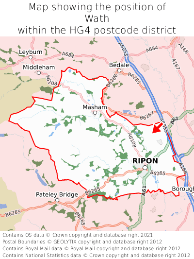 Map showing location of Wath within HG4