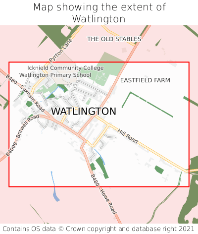 Map showing extent of Watlington as bounding box