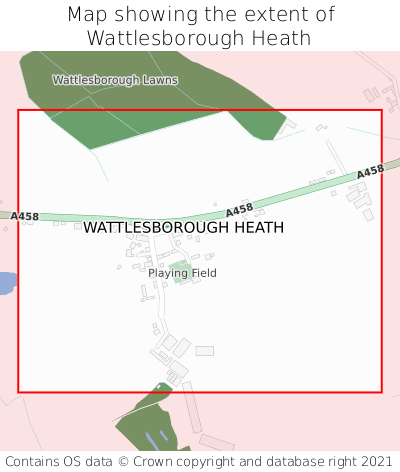 Map showing extent of Wattlesborough Heath as bounding box