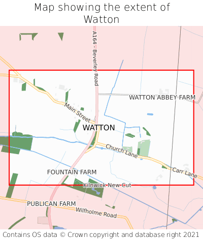 Map showing extent of Watton as bounding box