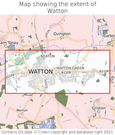 Map showing extent of Watton as bounding box