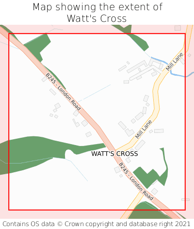 Map showing extent of Watt's Cross as bounding box