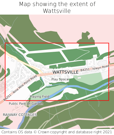 Map showing extent of Wattsville as bounding box