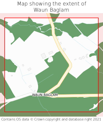 Map showing extent of Waun Baglam as bounding box