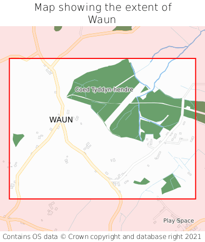 Map showing extent of Waun as bounding box