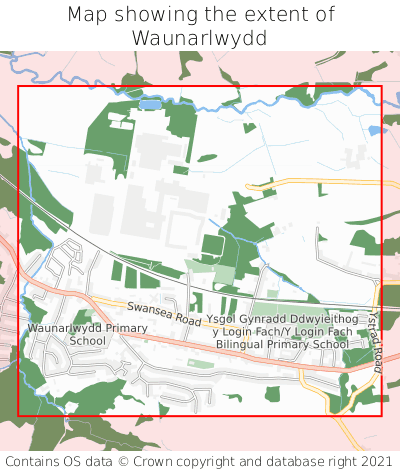 Map showing extent of Waunarlwydd as bounding box