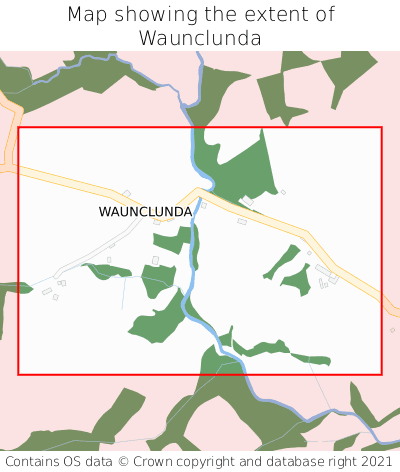 Map showing extent of Waunclunda as bounding box