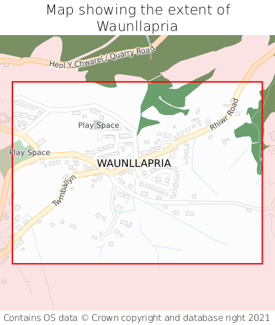Map showing extent of Waunllapria as bounding box