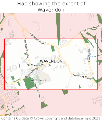 Map showing extent of Wavendon as bounding box