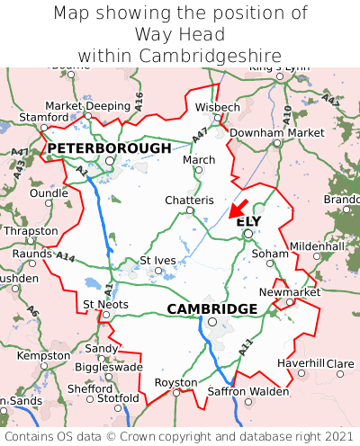 Map showing location of Way Head within Cambridgeshire
