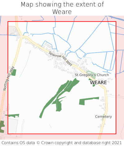 Map showing extent of Weare as bounding box