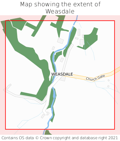 Map showing extent of Weasdale as bounding box