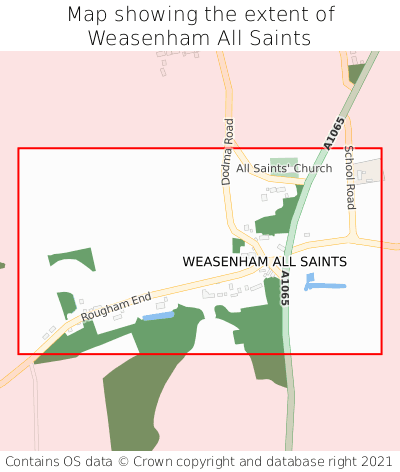 Map showing extent of Weasenham All Saints as bounding box