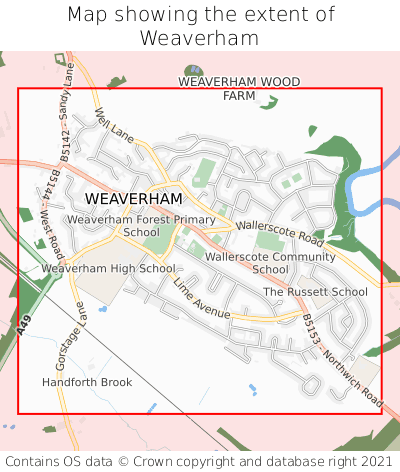 Map showing extent of Weaverham as bounding box