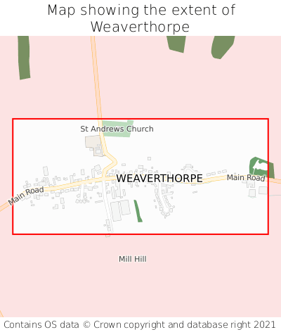 Map showing extent of Weaverthorpe as bounding box