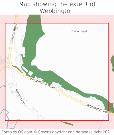Map showing extent of Webbington as bounding box