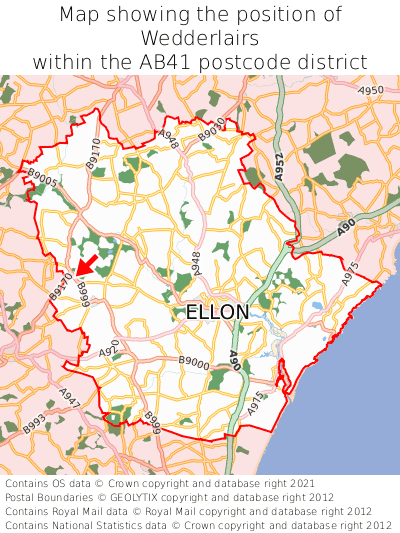 Map showing location of Wedderlairs within AB41