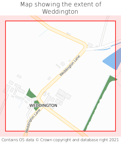Map showing extent of Weddington as bounding box