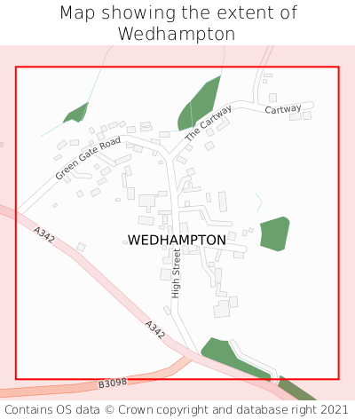 Map showing extent of Wedhampton as bounding box