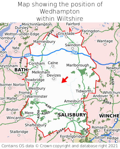 Map showing location of Wedhampton within Wiltshire