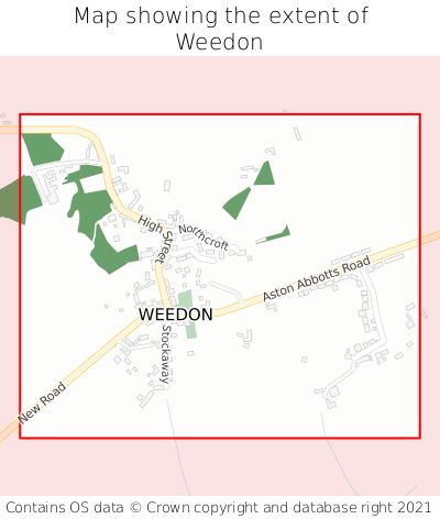 Map showing extent of Weedon as bounding box