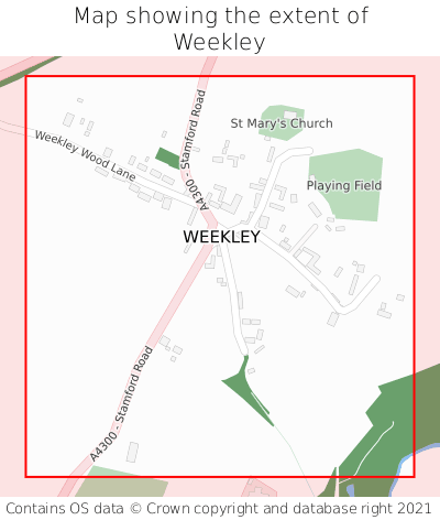 Map showing extent of Weekley as bounding box