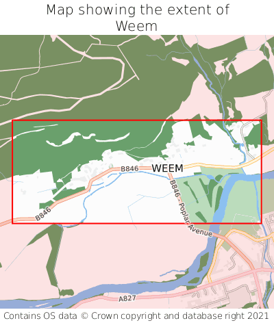 Map showing extent of Weem as bounding box