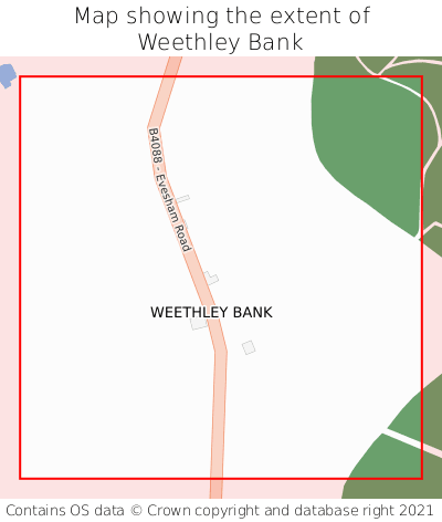 Map showing extent of Weethley Bank as bounding box