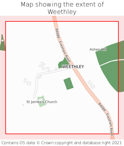 Map showing extent of Weethley as bounding box
