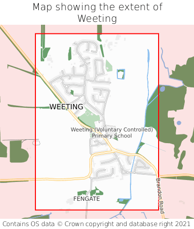 Map showing extent of Weeting as bounding box