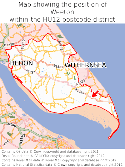Map showing location of Weeton within HU12