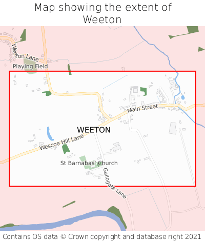 Map showing extent of Weeton as bounding box