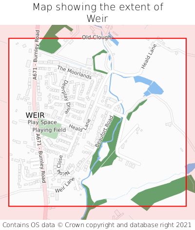 Map showing extent of Weir as bounding box