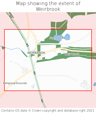 Map showing extent of Weirbrook as bounding box