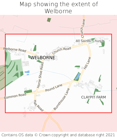 Map showing extent of Welborne as bounding box