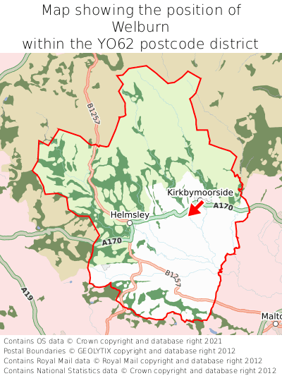 Map showing location of Welburn within YO62