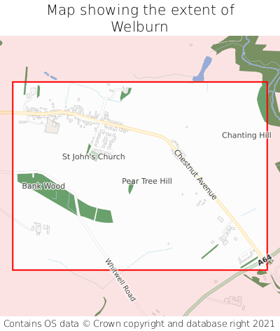 Map showing extent of Welburn as bounding box
