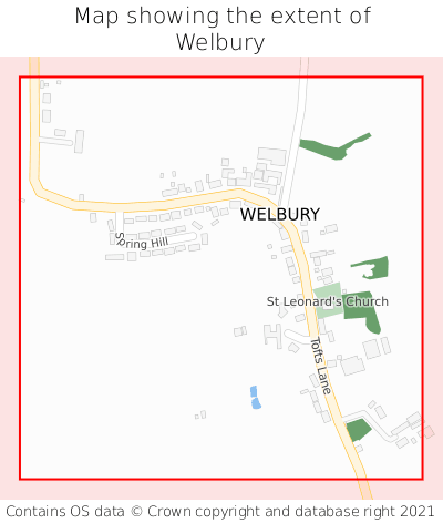 Map showing extent of Welbury as bounding box