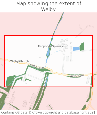 Map showing extent of Welby as bounding box