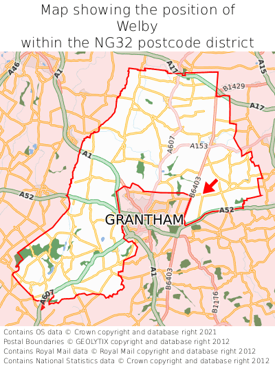Map showing location of Welby within NG32