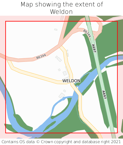 Map showing extent of Weldon as bounding box