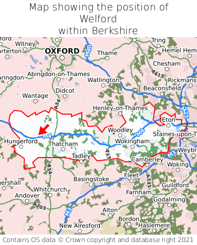 Map showing location of Welford within Berkshire