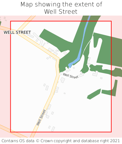 Map showing extent of Well Street as bounding box